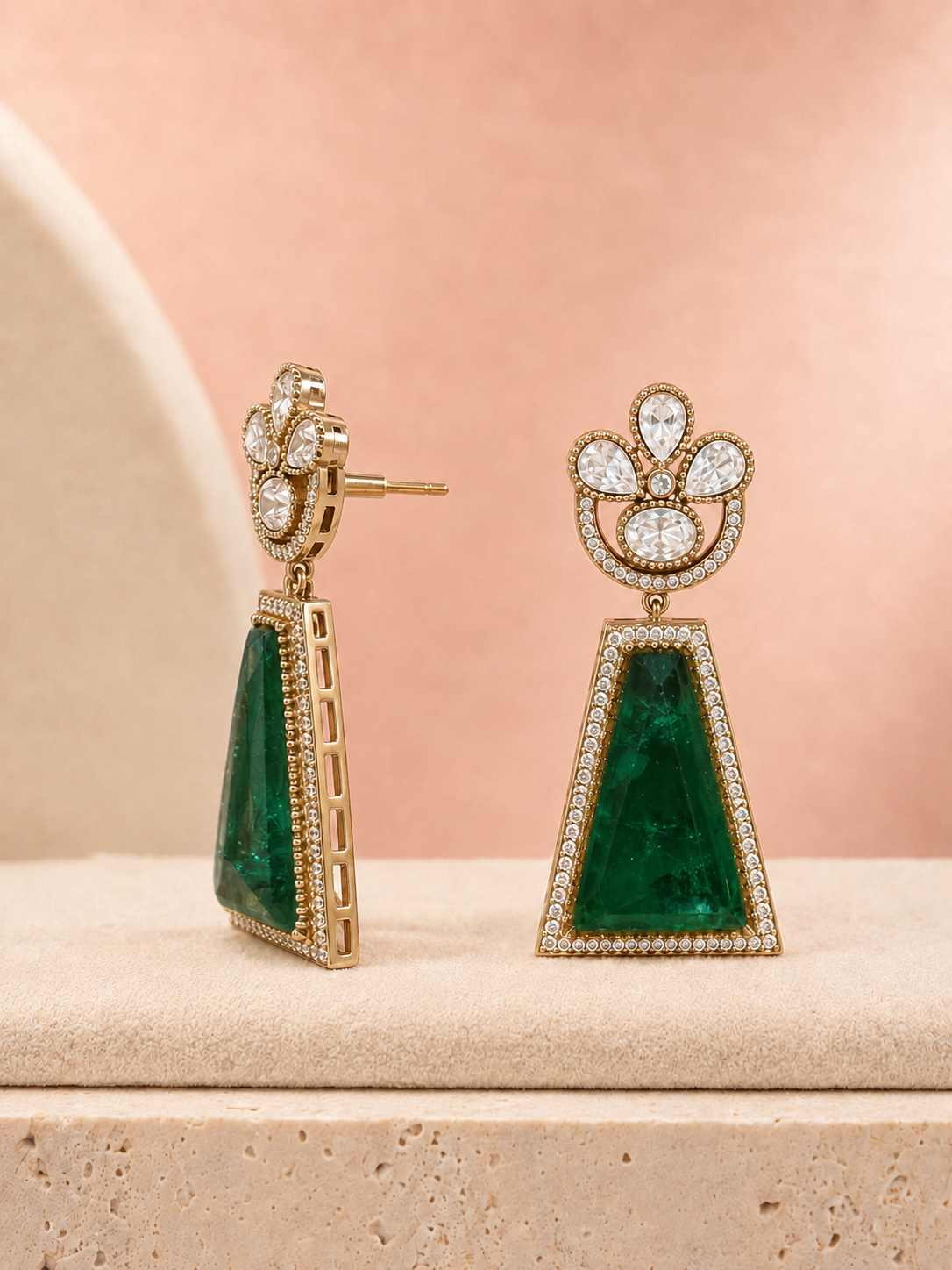 Mehr Green Doublet Drop Earrings
