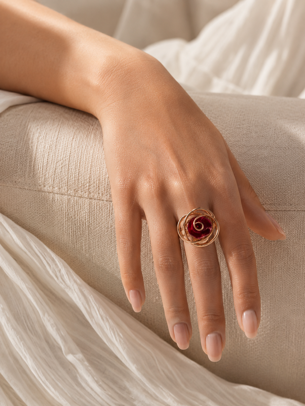 Merlot Rose Statement Ring