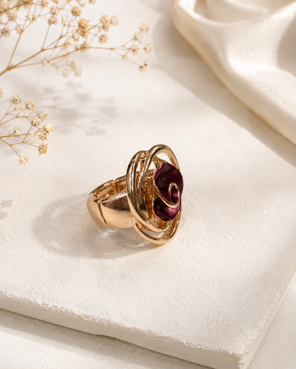 Merlot Rose Statement Ring
