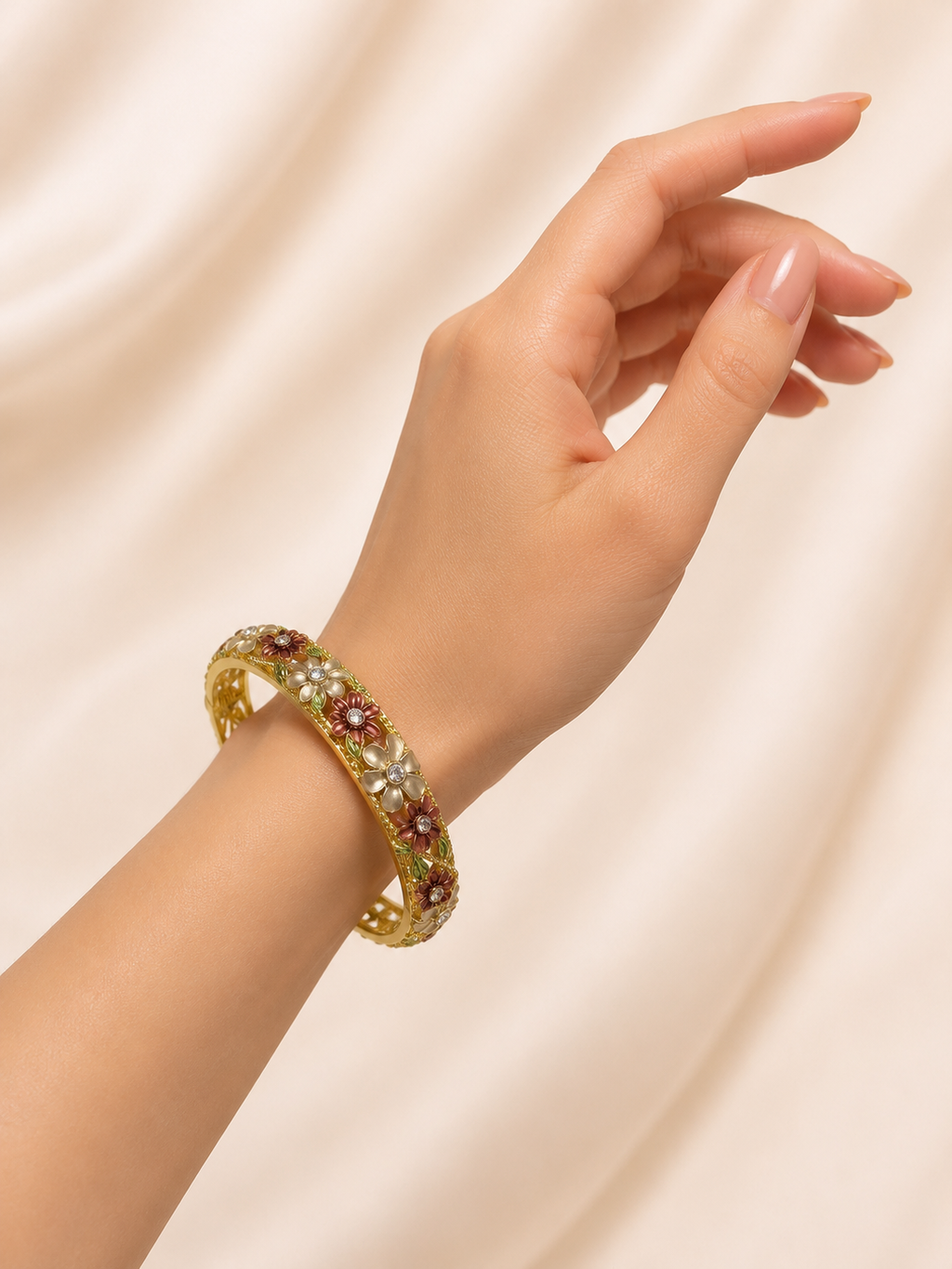 Mocha Blossom Enamel Bangle