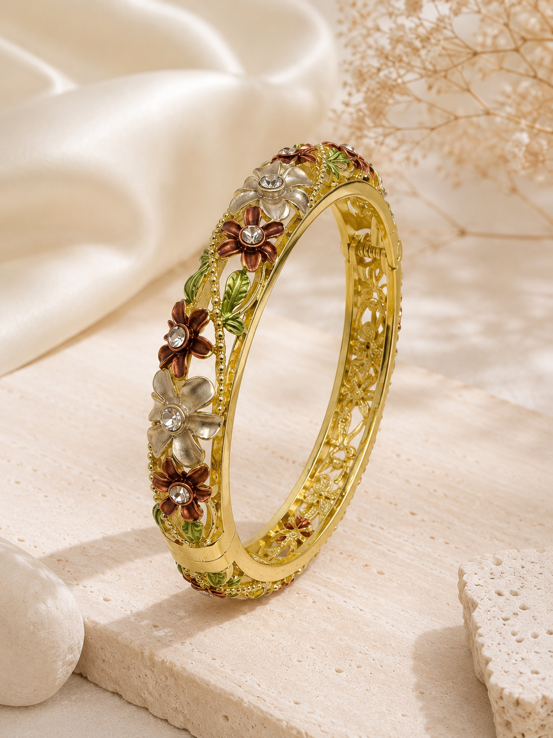 Mocha Blossom Enamel Bangle