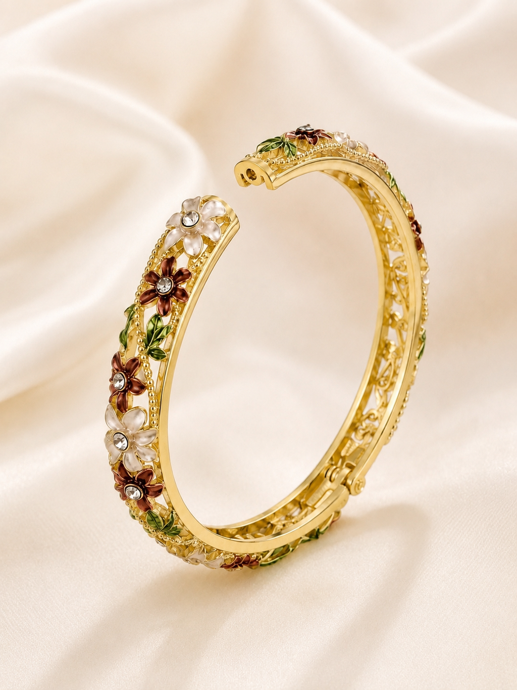Mocha Blossom Enamel Bangle