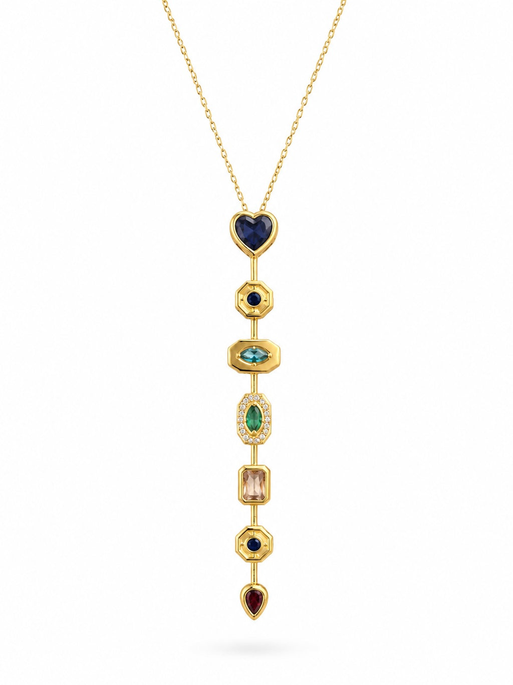 Multicolour Gemline Drop Necklace