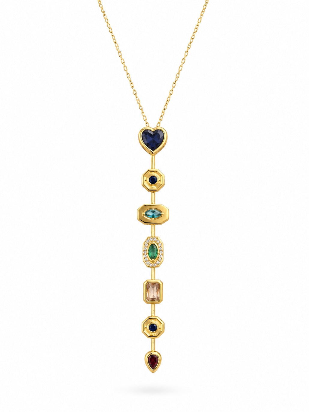 Multicolour Gemline Drop Necklace