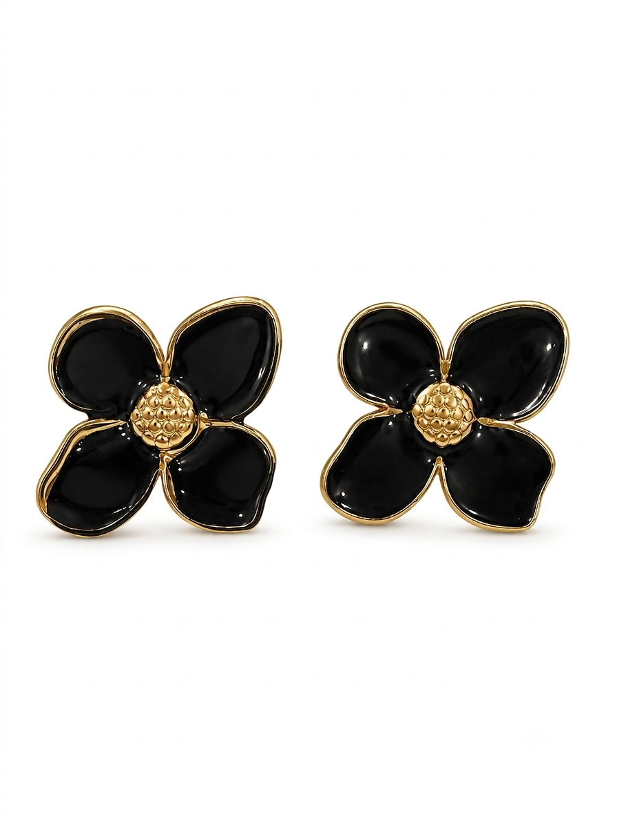 Noir Floral Statement Studs