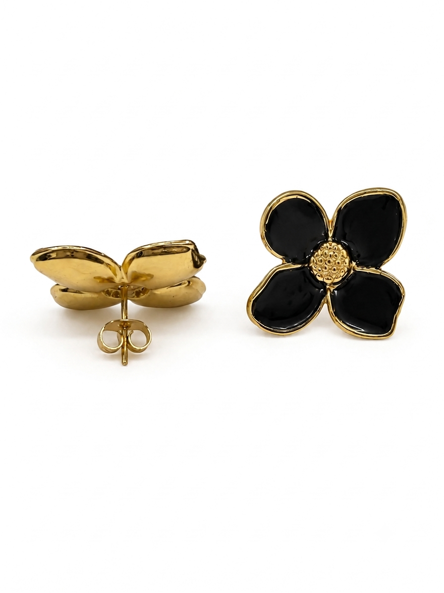 Noir Floral Statement Studs