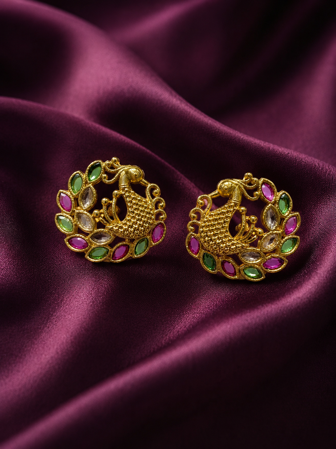 Peacock Laurel Stud Earrings
