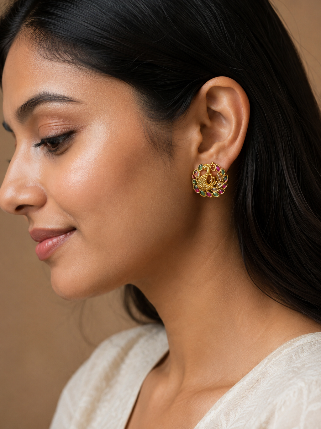 Peacock Laurel Stud Earrings