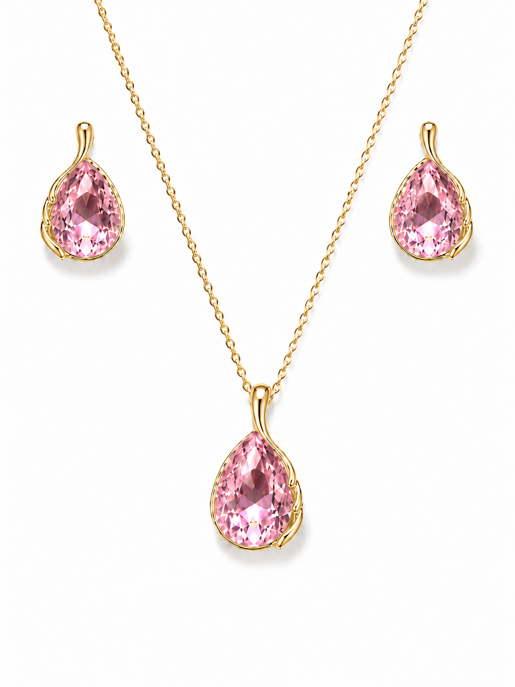 Pink Facet Pendant Set