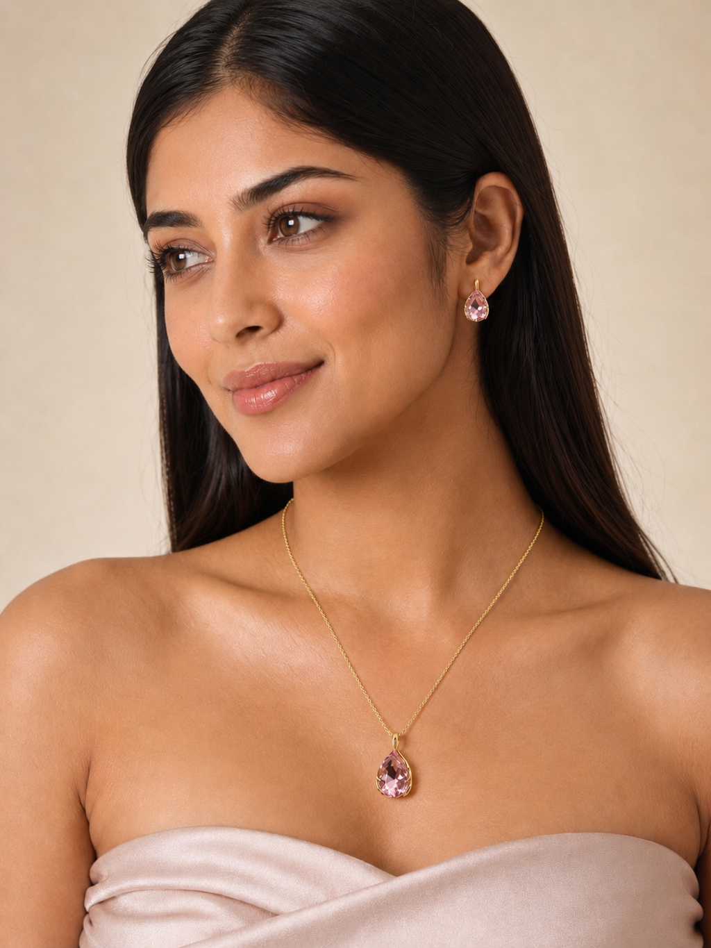 Pink Facet Pendant Set