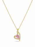 Pink Heart Curve Pendant Necklace