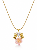 Pink Rose Bow Pendant Necklace