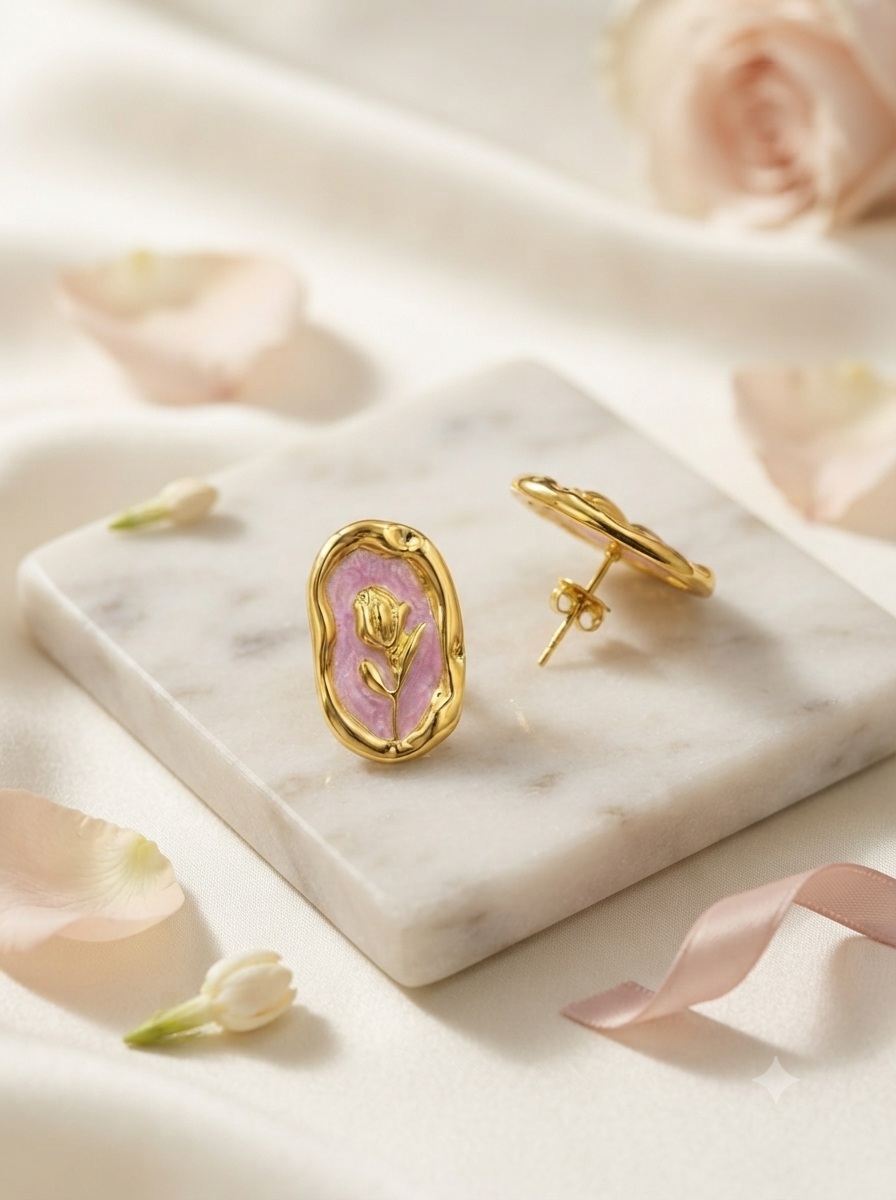 Lavender Bloom Stud Earrings