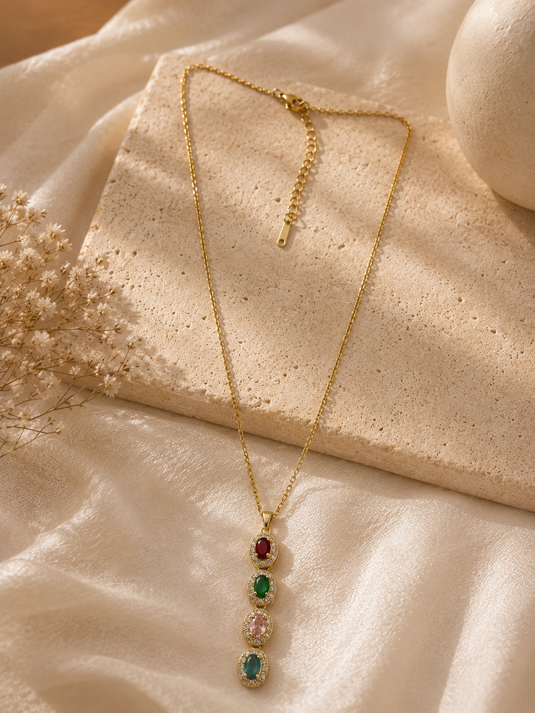 Roselle Four Stone Necklace