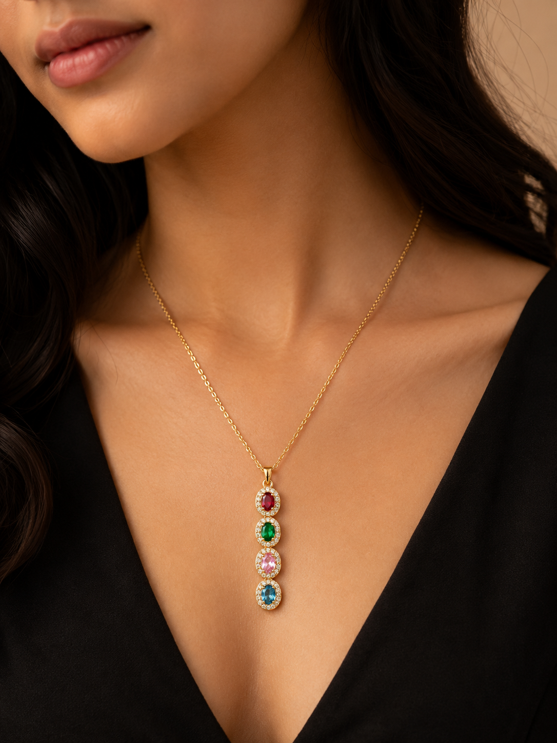Roselle Four Stone Necklace