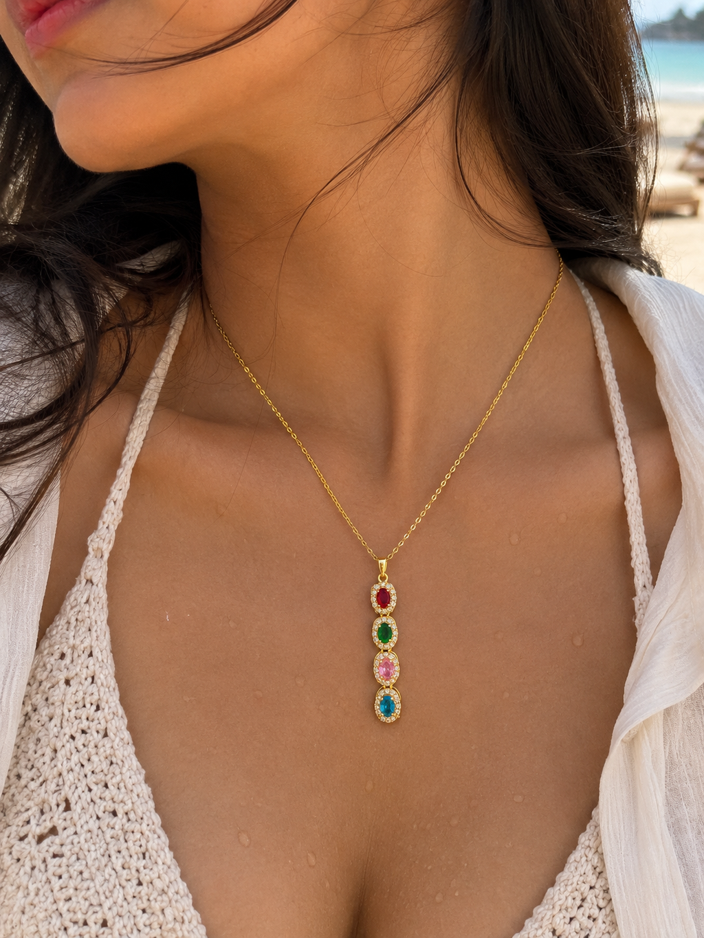 Roselle Four Stone Necklace