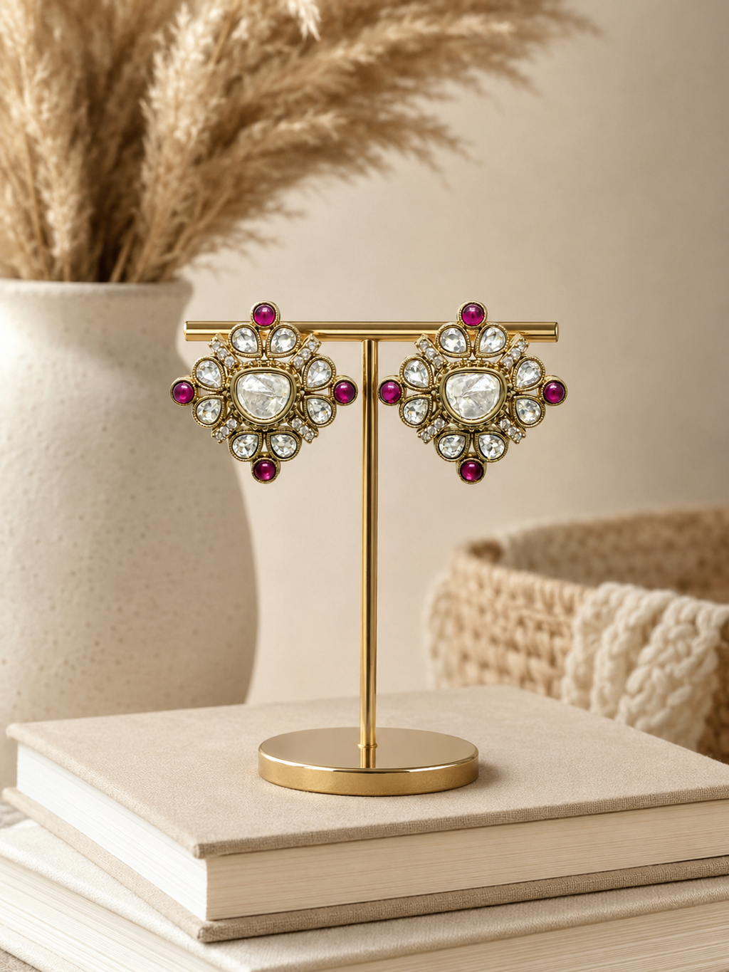 Royal Ruby Kundan Stud Earrings