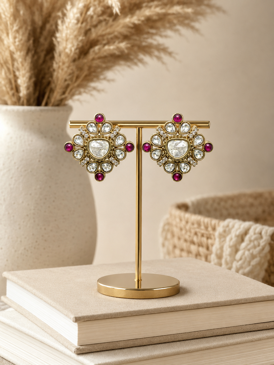 Royal Ruby Kundan Stud Earrings