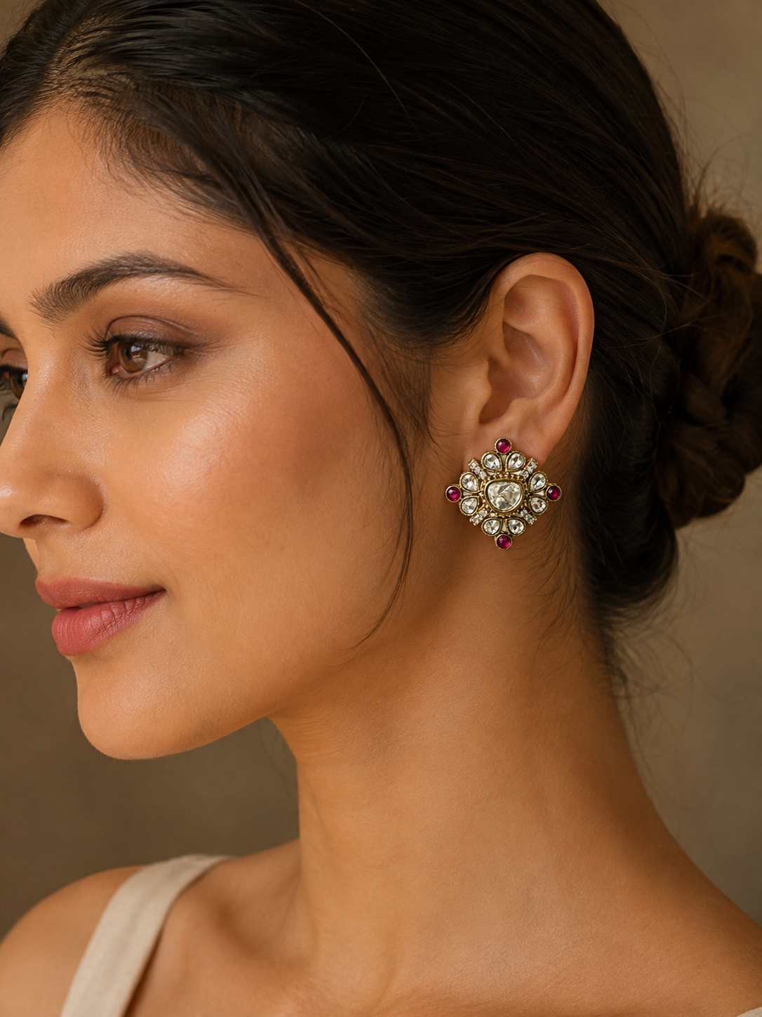 Royal Ruby Kundan Stud Earrings