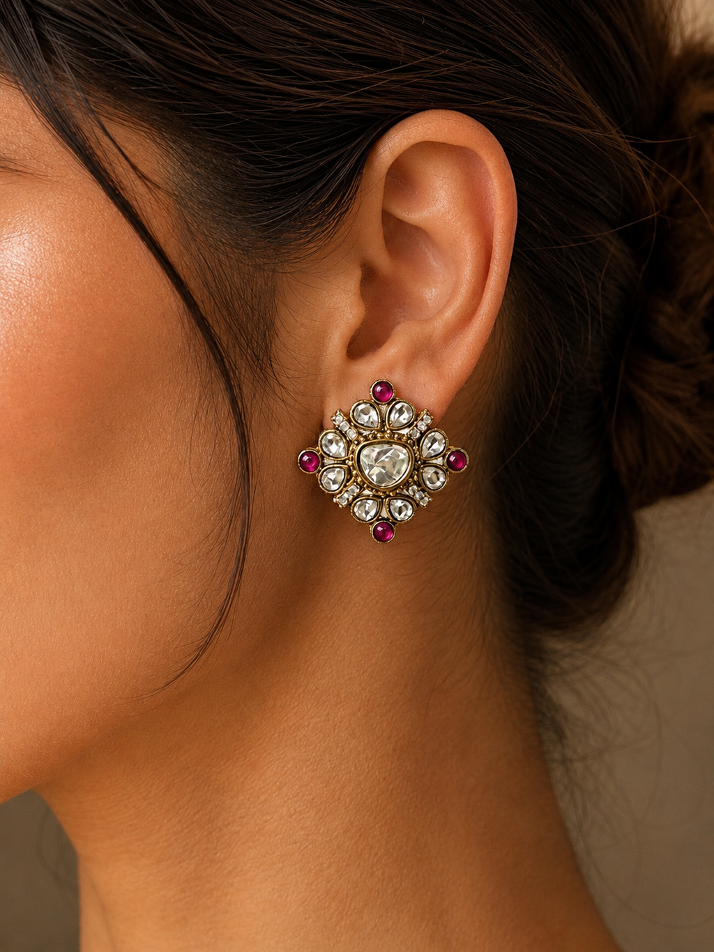 Royal Ruby Kundan Stud Earrings