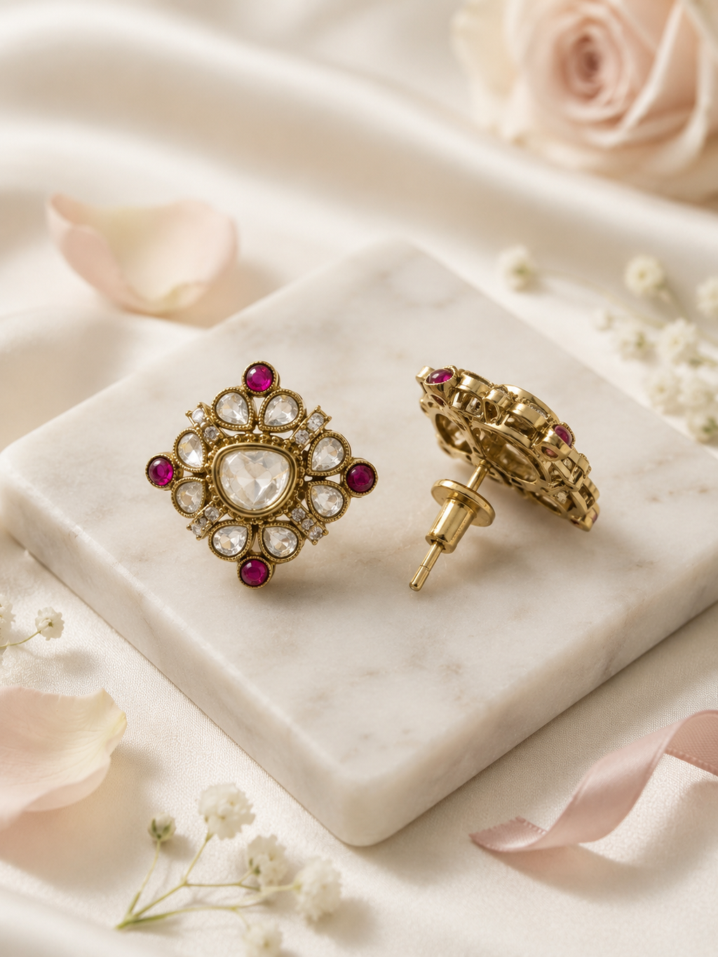 Royal Ruby Kundan Stud Earrings