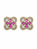 Ruby Pink Kundan Medallion Stud Earrings