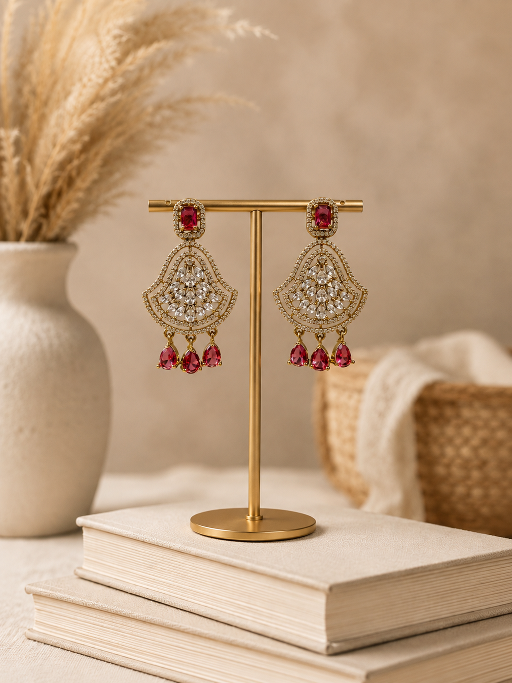 Ruby Pink Regal Cascade Earrings
