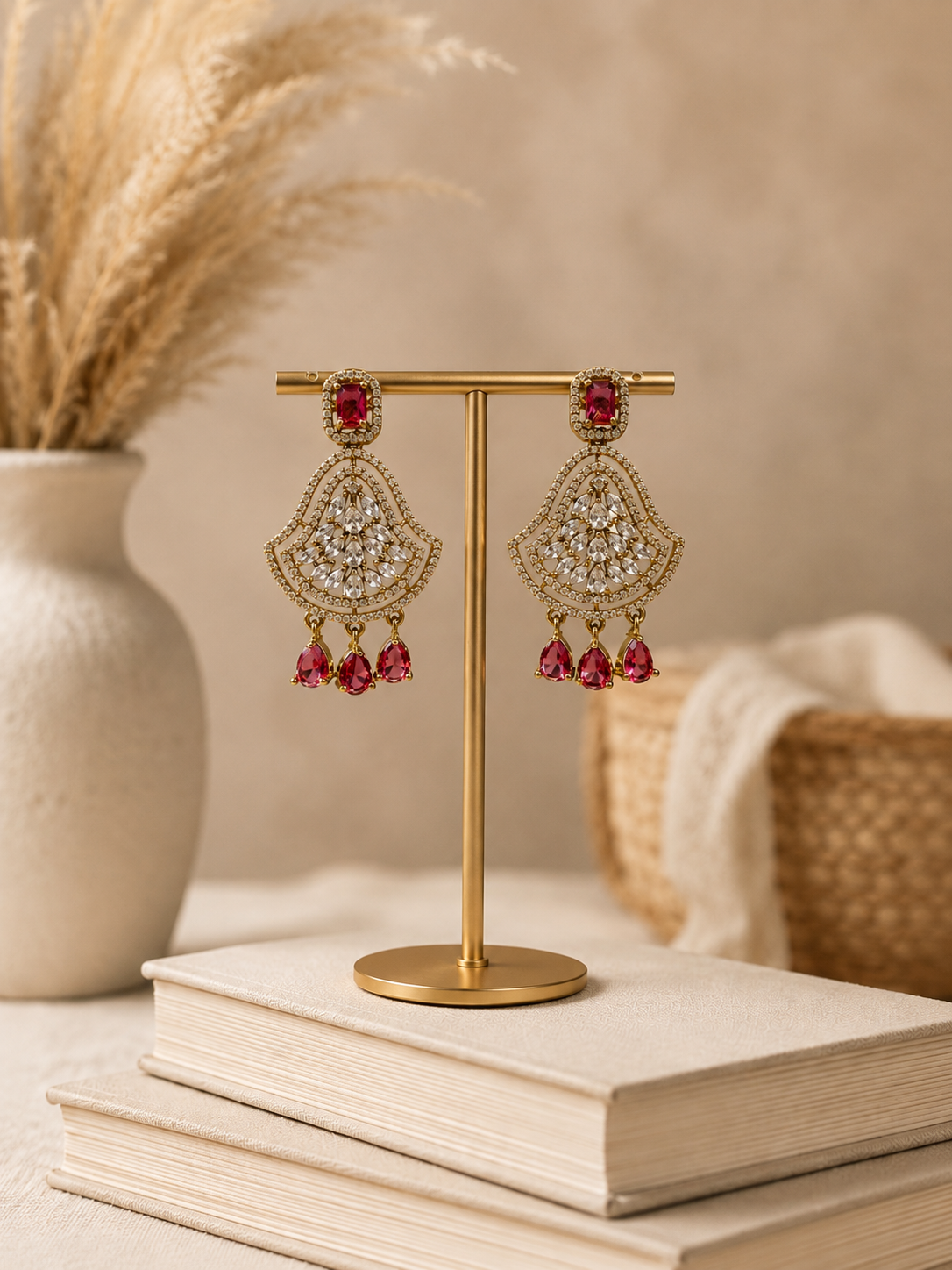 Ruby Pink Regal Cascade Earrings