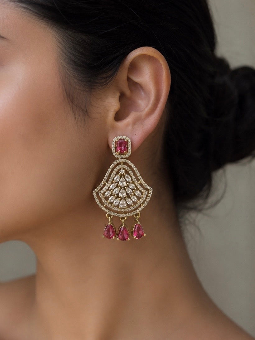 Ruby Pink Regal Cascade Earrings