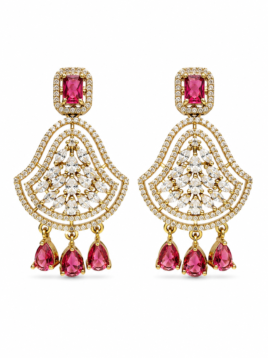 Ruby Pink Regal Cascade Earrings