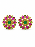 Ruby Pink & Green Heritage Studs