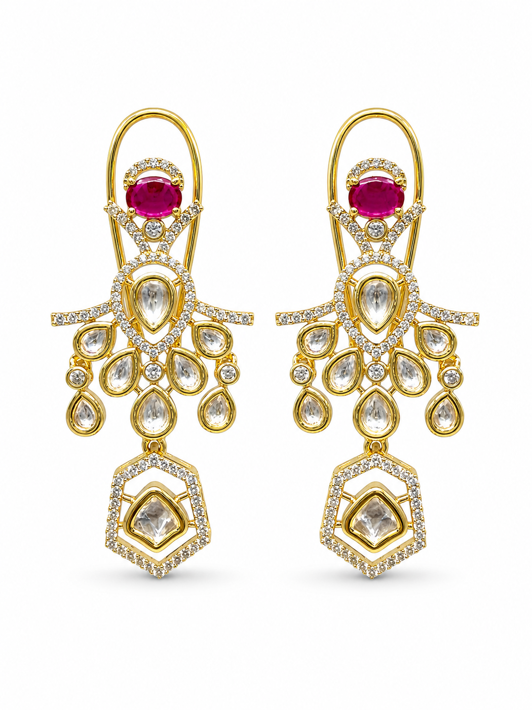 Ruby Red Ornate Statement Danglers