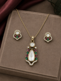 Ruby & Emerald Poise Moissanite Pendant Set
