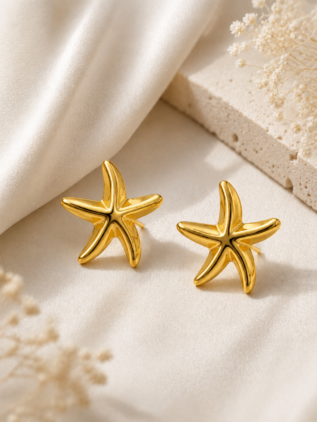 Seaside Golden Starfish Studs