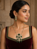 Shringar Emerald Green Kundan Necklace Set