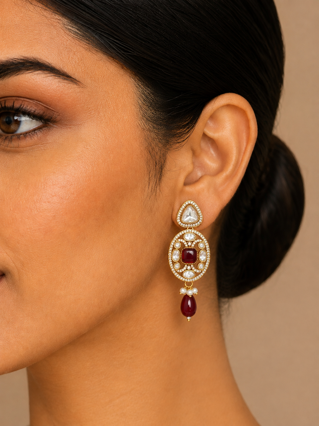 Shringar Ruby Red Kundan Necklace Set