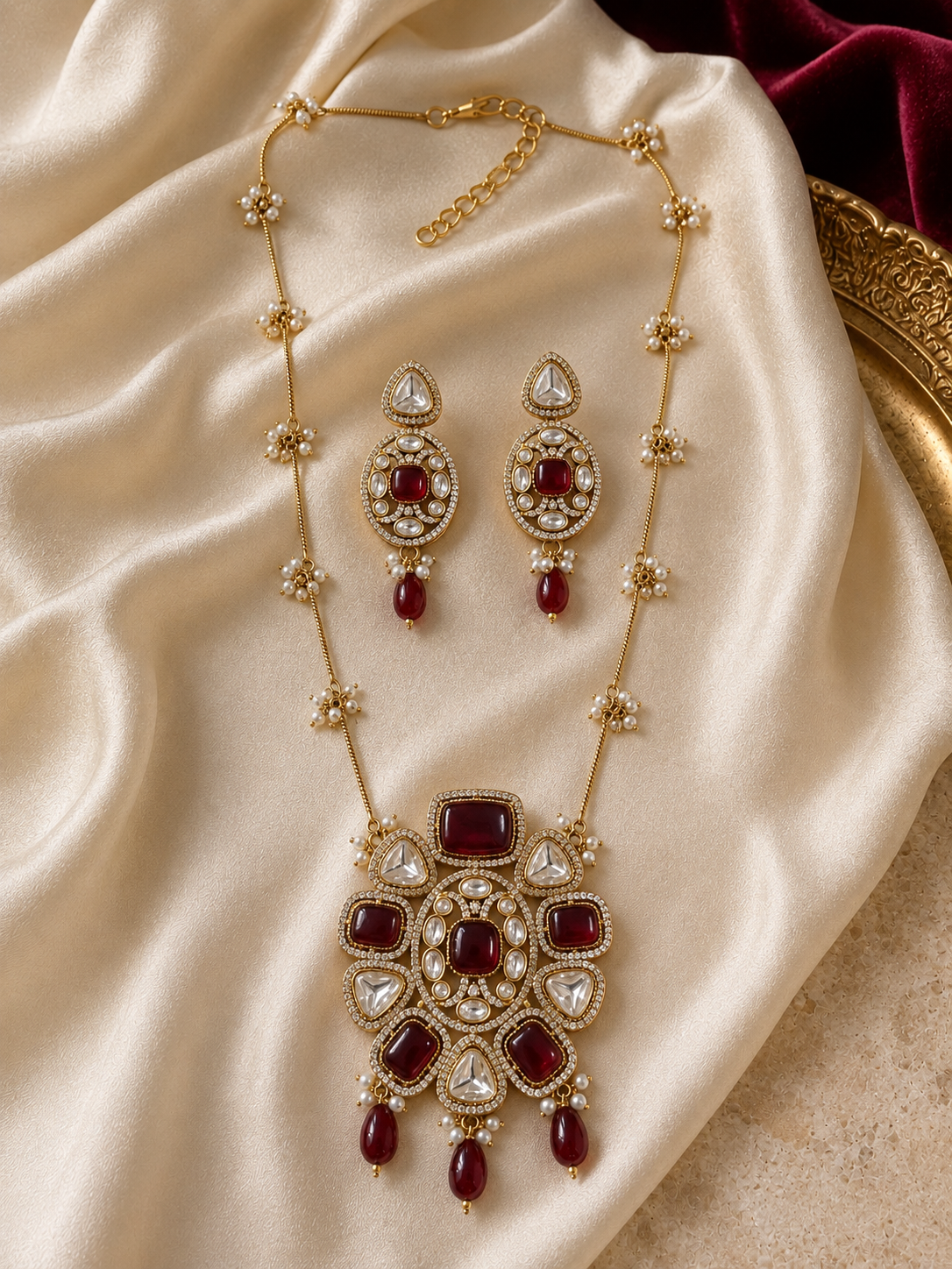 Shringar Ruby Red Kundan Necklace Set
