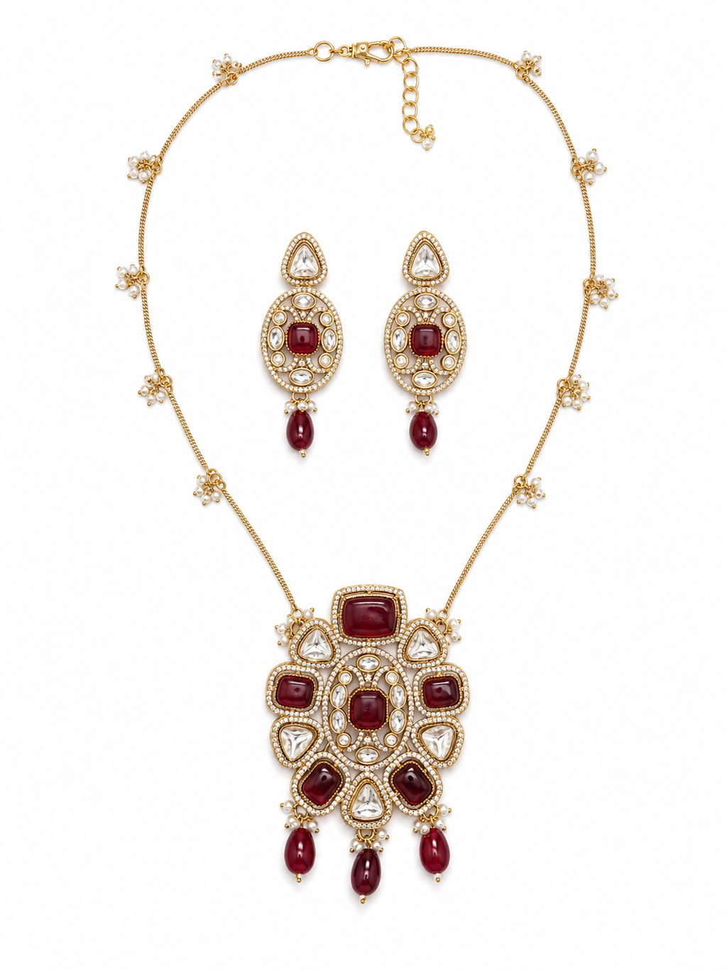 Shringar Ruby Red Kundan Necklace Set