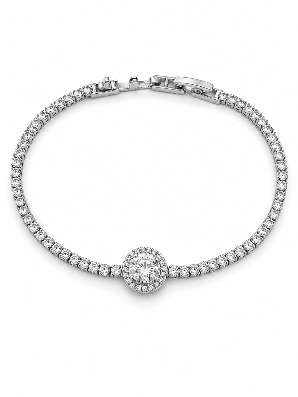 Silver Halo Tennis Bracelet