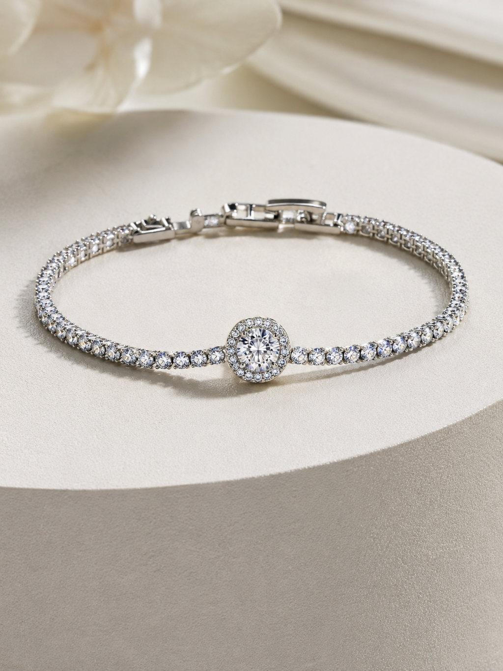 Silver Halo Tennis Bracelet