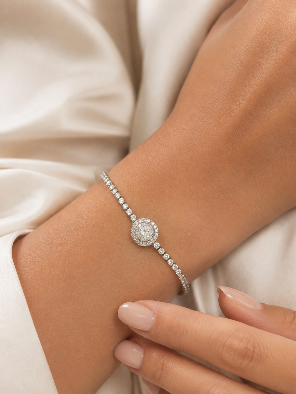 Silver Halo Tennis Bracelet