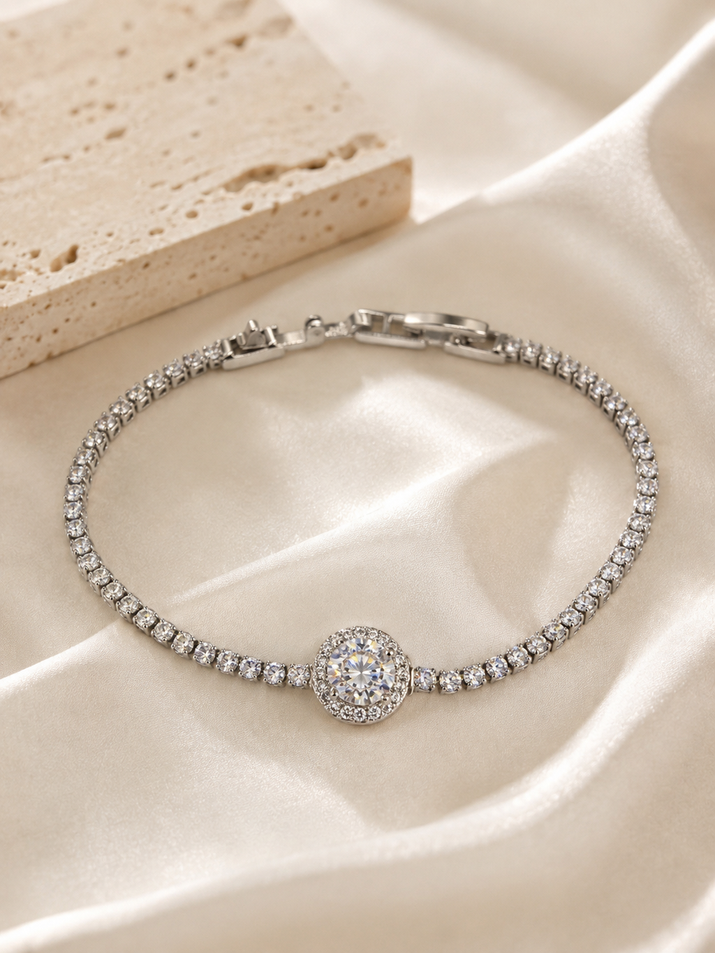 Silver Halo Tennis Bracelet