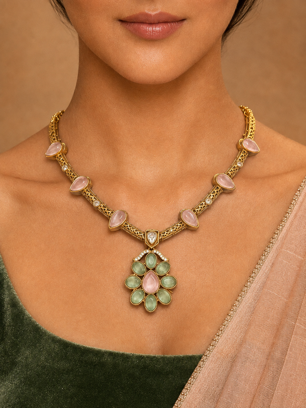Vanya Blush & Mint Necklace Set