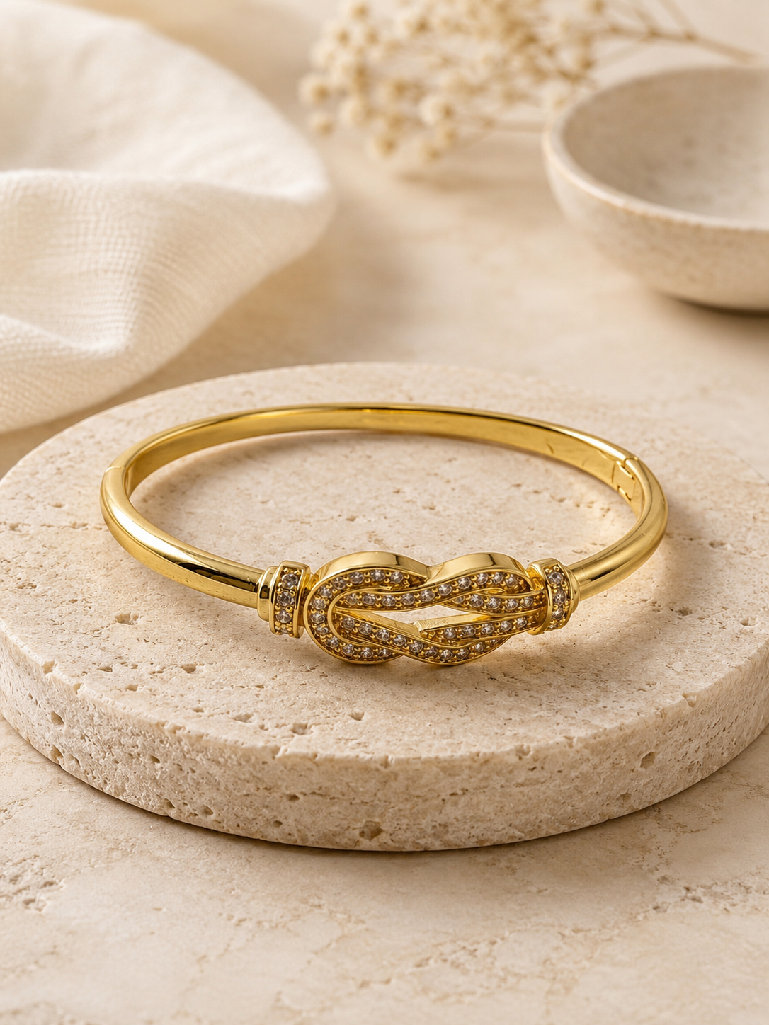 Veyra Pavé Knot Bangle Bracelet