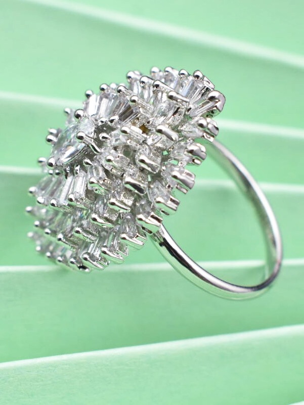Sterling Silver American Diamond Adjustable Ring