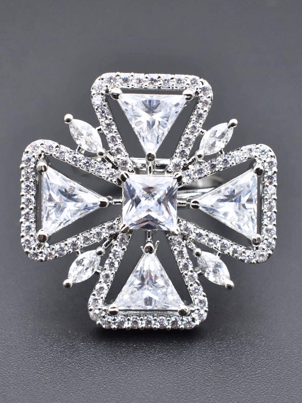 Exquisite American Diamond Adjustable Cocktail Ring