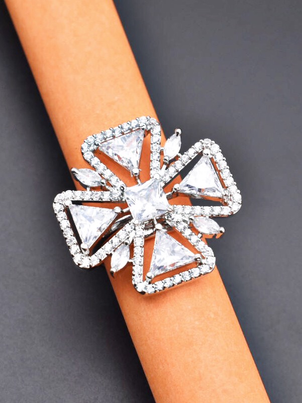 Exquisite American Diamond Adjustable Cocktail Ring