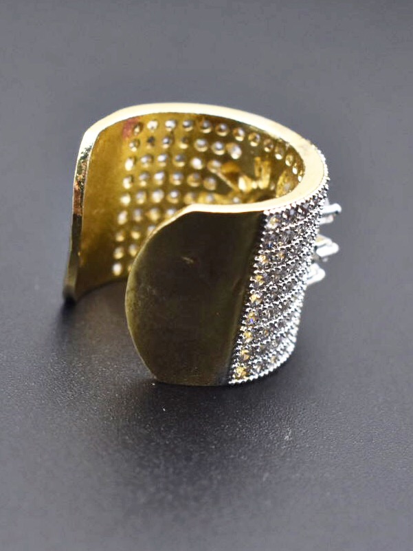 Dual Toned American Diamond Adjustable Ring