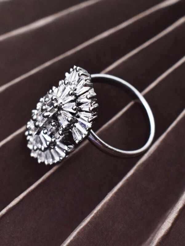Grey Toned American Diamond Ajustable Ring