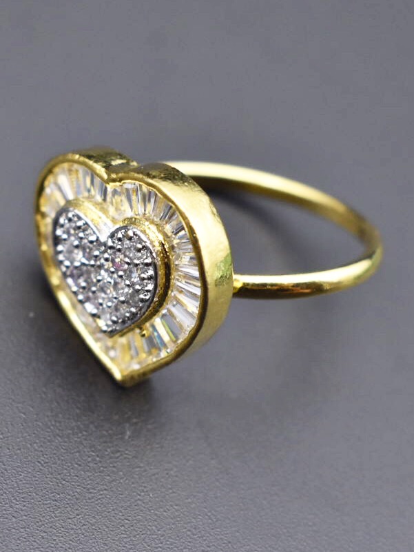 Heart Shaped CZ Studded Adjustable Ring